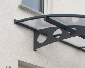 Herald™ 2230 Door Awning 55" x 88" Grey Frame Clear Panels | Palram-Canopia - Awnings-Canada