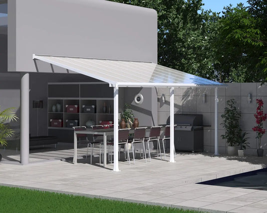 Olympia Patio Cover ~10 ft. x 20 ft. White Frame Clear Panels | Palram-Canopia Canopia by Palram
