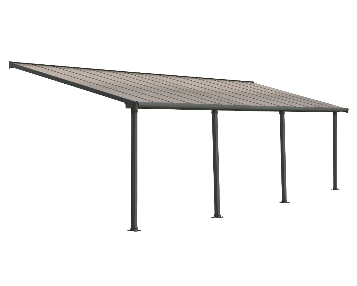 Olympia™ Patio Cover ~10 ft. x 28 ft. Grey Frame Bronze Panels | Palram-Canopia - Awnings-Canada