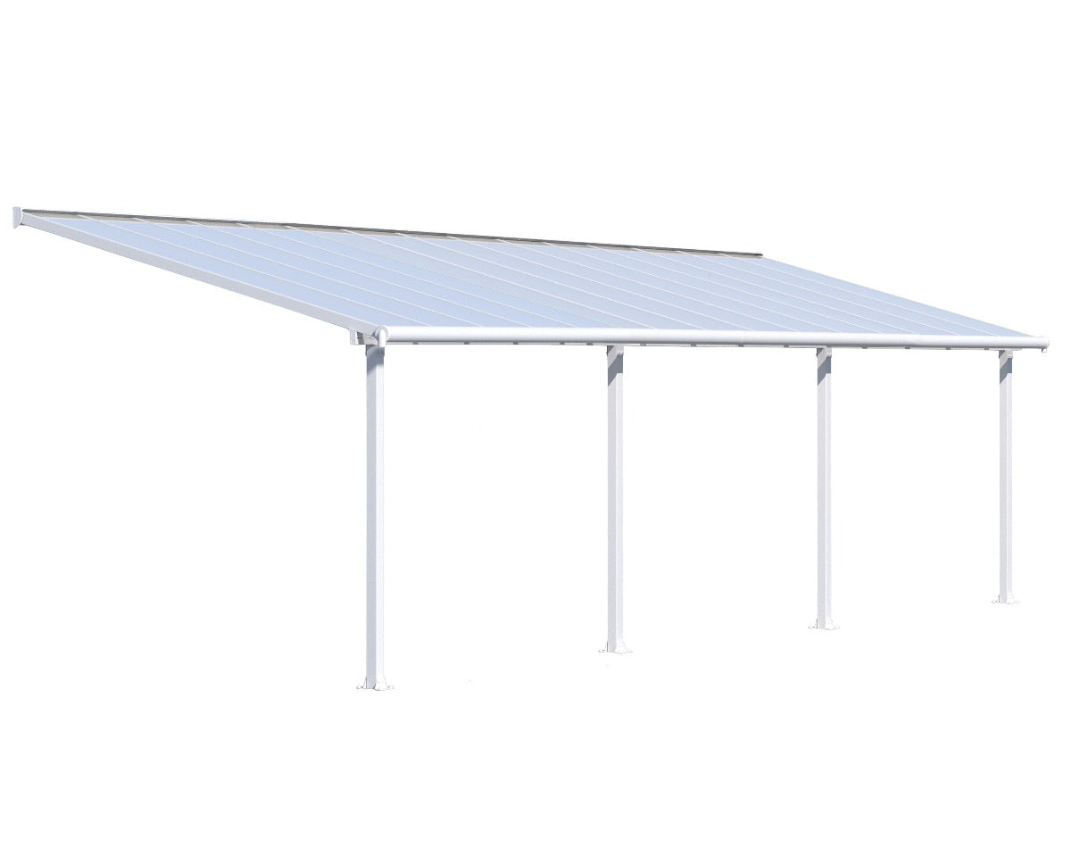 Olympia™ Patio Cover ~10 ft. x 30 ft. White Frame Clear Panels | Palram-Canopia - Awnings-Canada