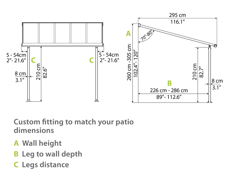 Olympia™ Patio Cover ~10 ft. x 28 ft. Grey Frame Bronze Panels | Palram-Canopia - Awnings-Canada