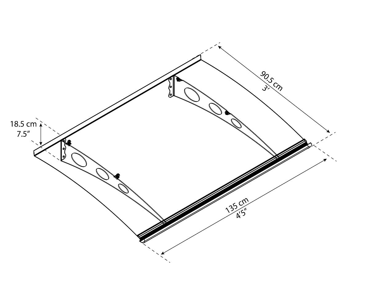 Garamond™ 1350 Door Awning 36" x 53" Clear Panels Grey Frame | Palram-Canopia - Awnings-Canada