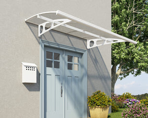 Bordeaux™ 2230 Door Awning 55" x 88" White Frame Clear Panels | Palram-Canopia - Awnings-Canada