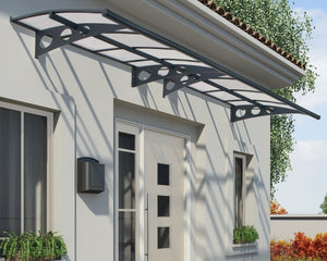 Herald™ 4460 Door Awning 55" x 176" Grey Frame Clear Panels | Palram-Canopia - Awnings-Canada