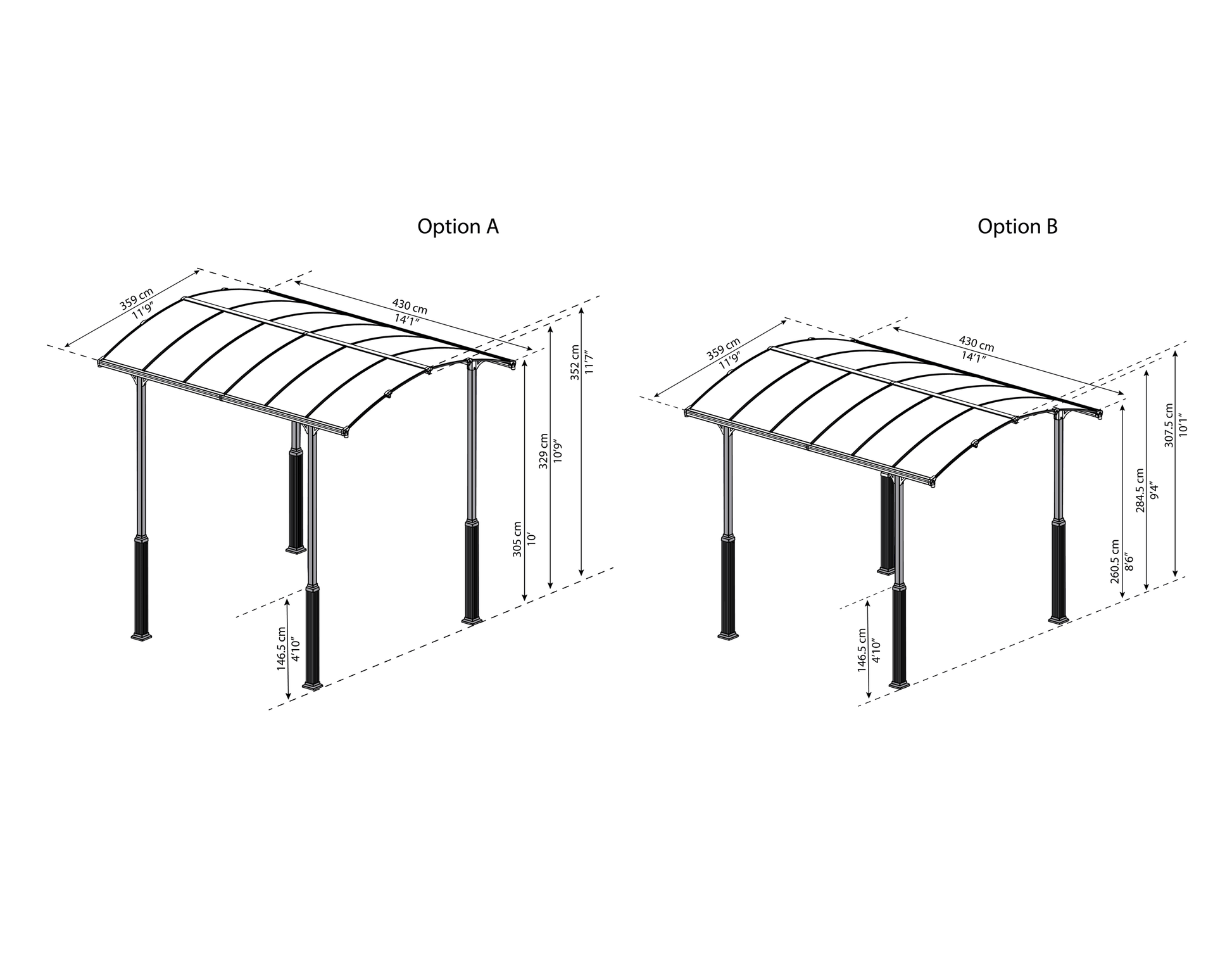 Tucson™ 4300 Gazebo (Arcadia) Grey Frame Bronze Panels 12 ft. x 14 ft. | Palram-Canopia - Awnings-Canada