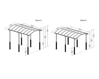 Arcadia 5000 ~12ft x 16.5ft Carport, RV and Boat Shelter Grey Frame Bronze Panels | Palram-Canopia - Awnings-Canada