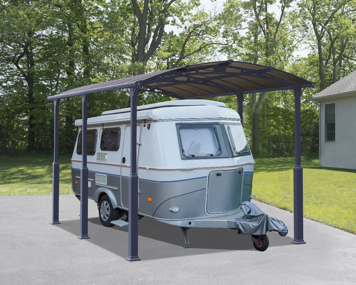 Arcadia™ 5000 Alpine (Tall) ~12ft x 16.5ft Carport, RV and Boat Shelter Grey Frame Bronze Panels  | Palram-Canopia - Awnings-Canada