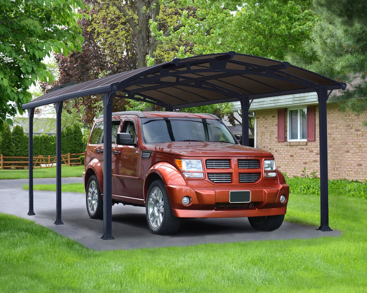 Thinking of Adding a Garage? Here's What You Need to Know Arcadia 5000 ~12ft x 17ft Carport, RV and Boat Shelter Grey Frame Bron – Awnings-Canada