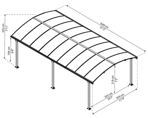 Arcadia™ 6400 ~12ft x 21ft  Carport, RV and Boat Shelter Grey Frame Bronze Panels | Palram-Canopia - Awnings-Canada