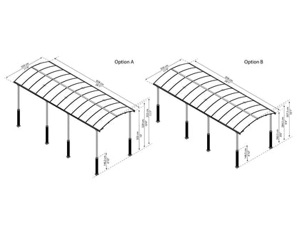 Arcadia™ 8500 Alpine (Tall) ~12ft x 28ft Carport, RV and Boat Shelter Grey Frame Bronze Panels | Palram-Canopia - Awnings-Canada