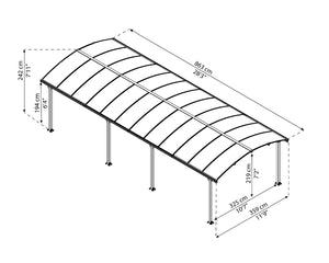 Arcadia™ 8500 ~12ft x 28ft Carport, RV and Boat Shelter Grey Frame Bronze Panels | Palram-Canopia - Awnings-Canada