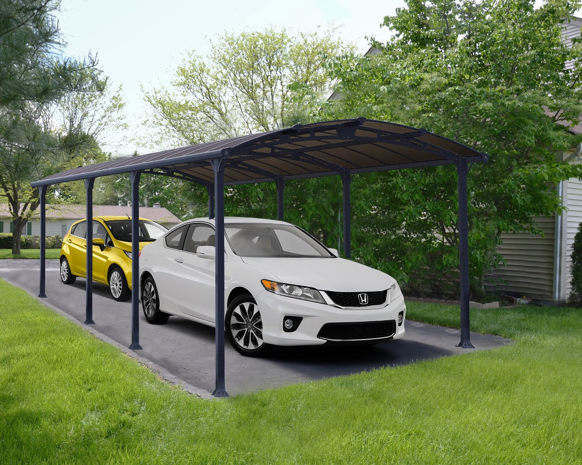 Arcadia™ 8500 ~12ft x 28ft Carport, RV and Boat Shelter Grey Frame Bronze Panels | Palram-Canopia - Awnings-Canada