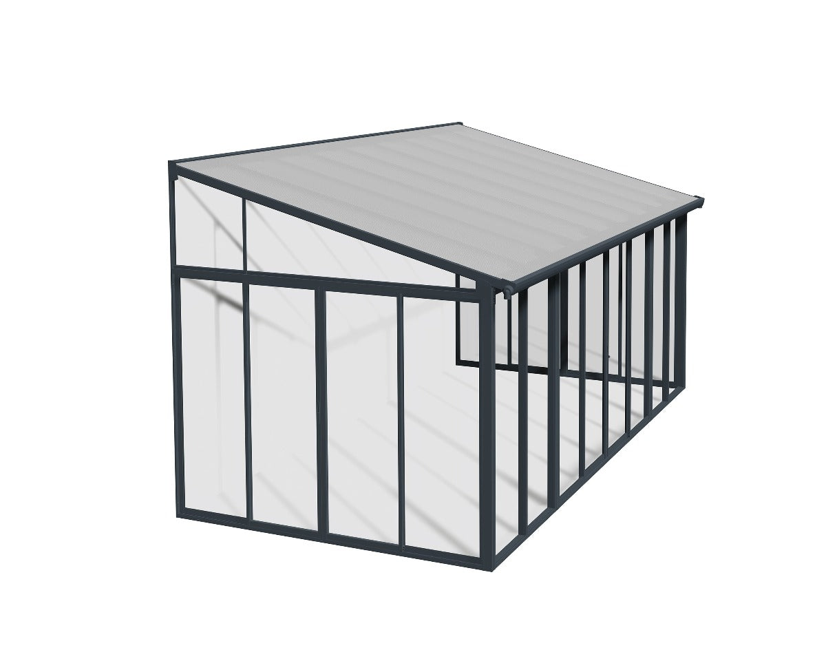 SanRemo™ 10 ft. x 18 ft. Solarium Patio Enclosure Grey Frame Clear Glazing | Palram-Canopia - Awnings-Canada