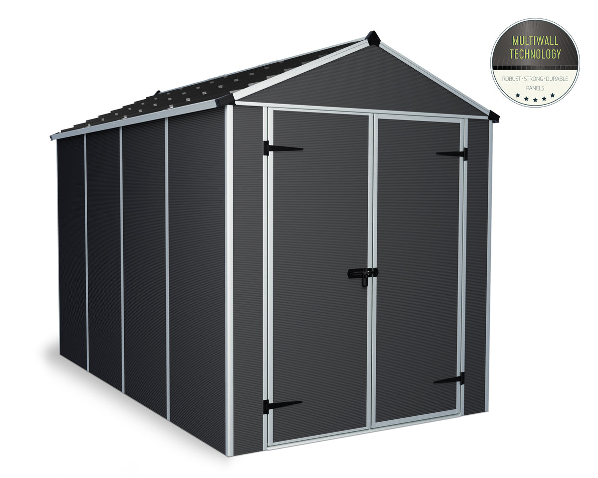 Rubicon™ ~6 ft. x 10 ft. Grey Storage Shed | Palram-Canopia - Awnings-Canada