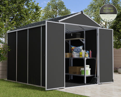 Rubicon™ ~6 ft. x 10 ft. Grey Storage Shed | Palram-Canopia - Awnings-Canada