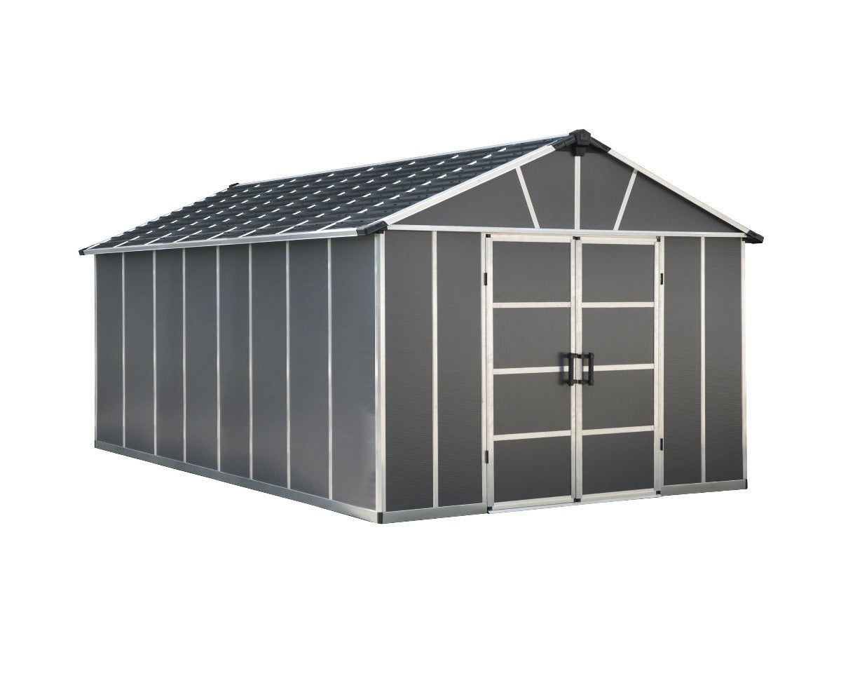 Yukon™ ~11 ft. × 17 ft. Skylight™ Storage Shed in Grey | Palram-Canopia - Awnings-Canada