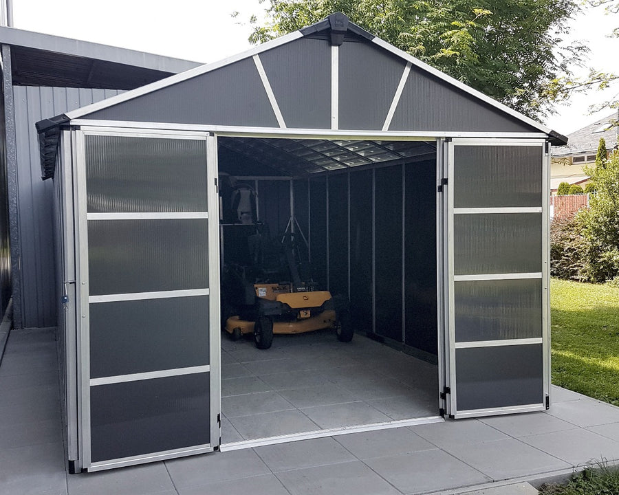 Yukon™ ~11 ft. × 17 ft. Skylight™ Storage Shed in Grey | Palram-Canopia - Awnings-Canada