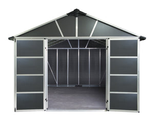 Yukon™ ~11 ft. × 13 ft. Skylight™ Storage Shed in Grey | Palram-Canopia - Awnings-Canada