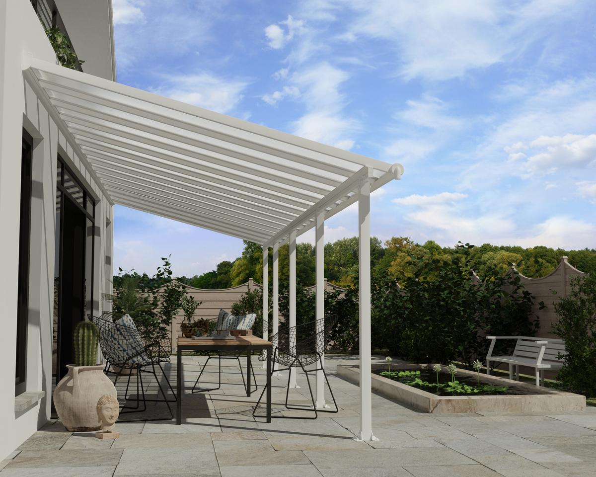 Olympia™ Patio Cover ~10 ft. x 28 ft. White Frame White Panels | Palram-Canopia - Awnings-Canada