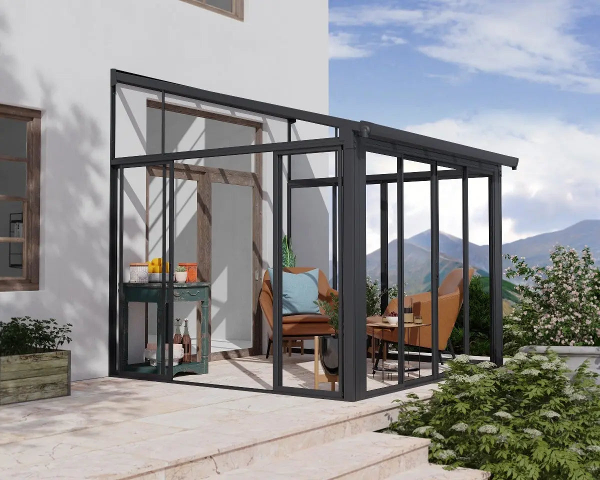 SanRemo 10 ft. x 10 ft. Solarium Patio Enclosure Grey Frame Translucent Roof | Palram-Canopia Canopia by Palram