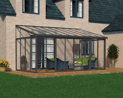 SanRemo™ 10 ft. x 18 ft. Solarium Patio Enclosure Grey Frame Clear Glazing | Palram-Canopia - Awnings-Canada