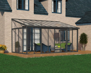 SanRemo™ 10 ft. x 18 ft. Solarium Patio Enclosure Grey Frame Clear Glazing | Palram-Canopia - Awnings-Canada