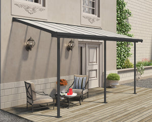 Sierra™ Patio Cover 7.5 ft. x 15 ft. Grey Frame Clear Panels | Palram-Canopia - Awnings-Canada