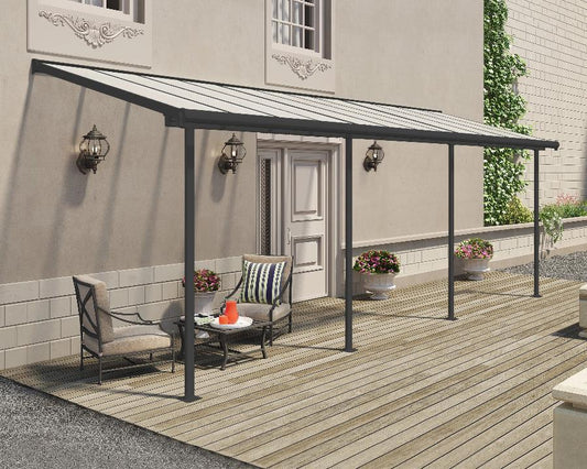 Sierra™ Patio Cover 7.5 ft. x 22.5 ft. Grey Frame Clear Panels | Palram-Canopia - Awnings-Canada