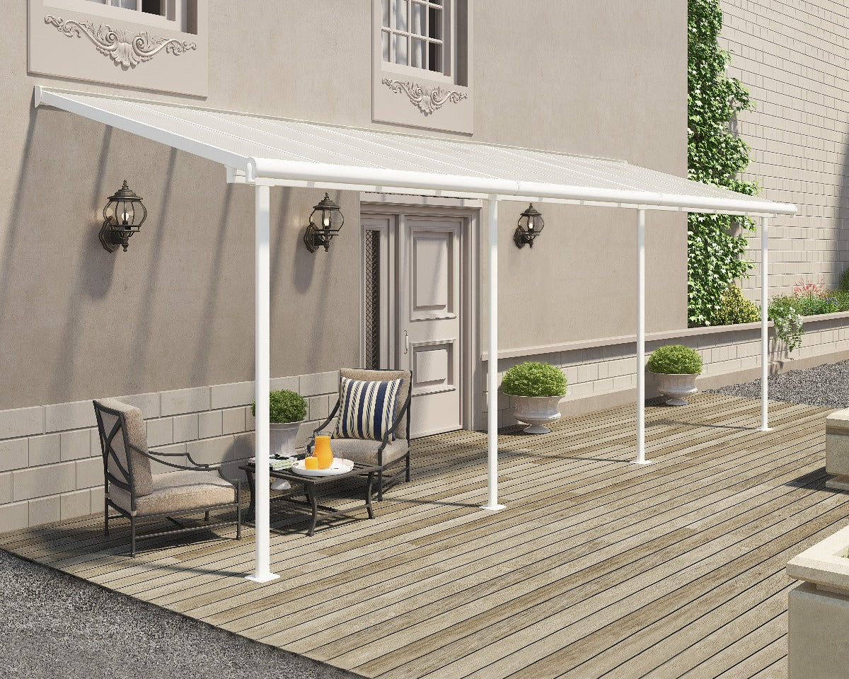 Sierra™ Patio Cover 7.5 ft. x 22.5 ft. White Frame Clear Panels | Palram-Canopia - Awnings-Canada