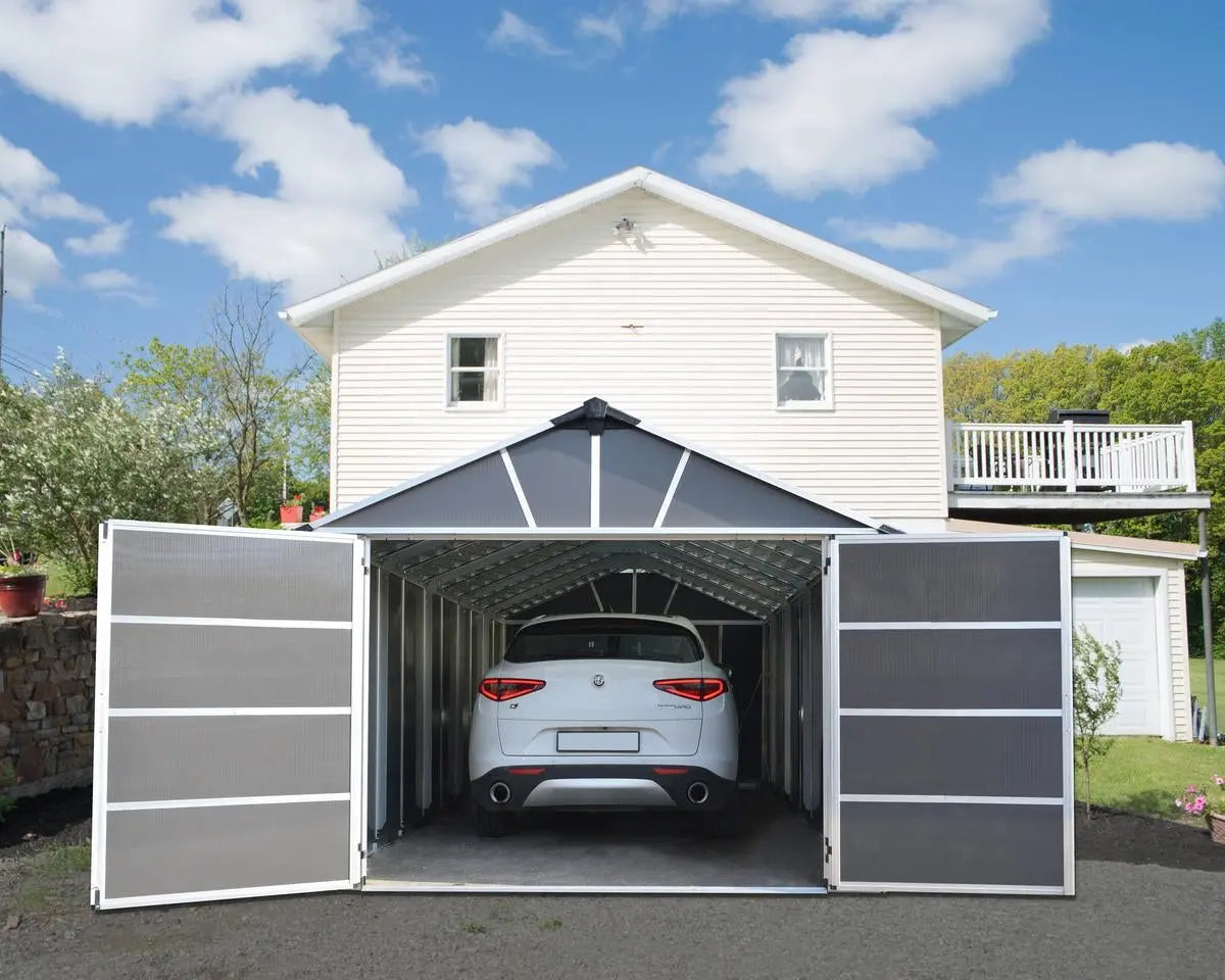 Yukon™ ~11 ft. × 13 ft. Skylight™  Garage Shed in Grey | Palram-Canopia Canopia by Palram