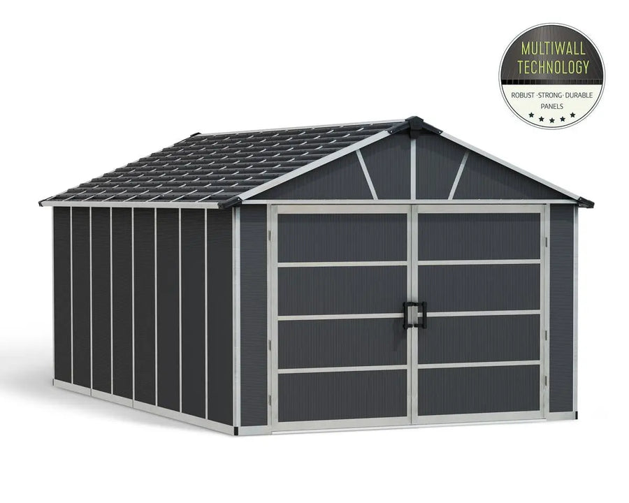 Yukon™ ~11 ft. × 17 ft. Skylight™  Garage Shed in Grey | Palram-Canopia Canopia by Palram