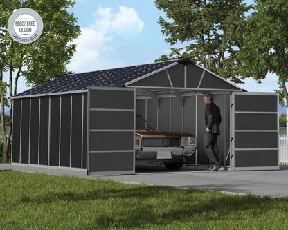 Yukon™ ~11 ft. × 21 ft. Skylight™  Garage Shed in Grey | Palram-Canopia Canopia by Palram