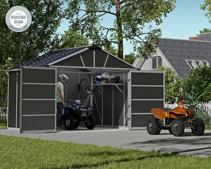 Yukon™ ~11 ft. × 9 ft. Skylight™  Garage Shed in Grey | Palram-Canopia Canopia by Palram