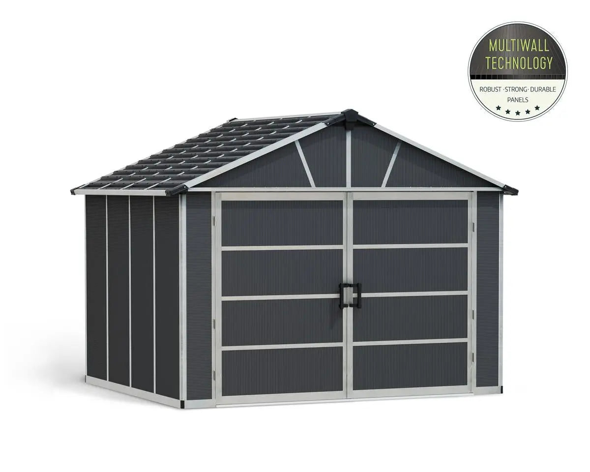 Yukon™ ~11 ft. × 9 ft. Skylight™  Garage Shed in Grey | Palram-Canopia Canopia by Palram